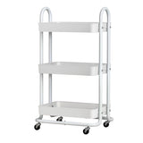 NNEDSZ Storage Trolley Kitchen Cart 3 Tiers Rack Shelf Organiser Wheels White