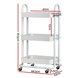 NNEDSZ Storage Trolley Kitchen Cart 3 Tiers Rack Shelf Organiser Wheels White