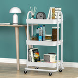NNEDSZ Storage Trolley Kitchen Cart 3 Tiers Rack Shelf Organiser Wheels White