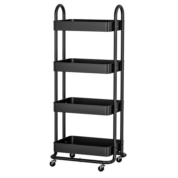 NNEDSZ Artiss Storage Trolley Kitchen Cart 4 Tiers Black