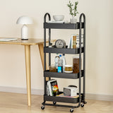 NNEDSZ Artiss Storage Trolley Kitchen Cart 4 Tiers Black