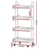 NNEDSZ Storage Trolley Kitchen Cart 4 Tiers White