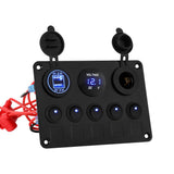 NNEDSZ Giantz 5 Gang 12V Switch Panel For Car Boat Marine USB ON-OFF LED Rocker Toggle