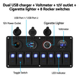 NNEDSZ Switch Panel For Car Boat Marine (8 Gang 12V)