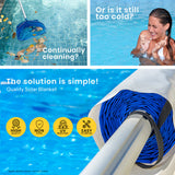 NNEMB Pool Cover Roller and 10x4m Solar Blanket 400 Micron, Blue/Silver