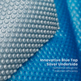 NNEMB Pool Roller Cover and 10x4m Solar Blanket 500 Micron, Blue/Silver