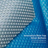NNEMB Pool Cover Roller and 7.5x3.2m Solar Blanket 400 Micron, Blue/Silver