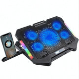 5-Fan Laptop Cooling Pad With Adjustable Stand And Phone Holder-1922443477405274118