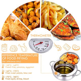 NNEOBA 24cm Deep Frying Pot with Thermometer and Lid Silver