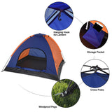 NNEOBA Lightweight 3–4 Person Camping Tent with Rain Fly Blue/Orange