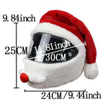 Santa Claus Plush Motorcycle Helmet Cover Red Christmas Decor