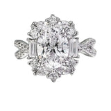 Sterling Silver 1 Carat Oval Moissanite Ring – Vintage Elegant Statement Ring for Women