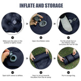 NNEOBA Double Inflatable Camping Mattress with Built-in Pillow Pump Navy Blue