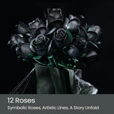 NNEOBA Black Rose Building Block Set Gothic Bouquet (12 PCS)