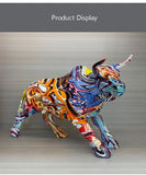 NNEOBA Graffiti Bull Figurine: Artistic Feng Shui Decor for Home and Office
