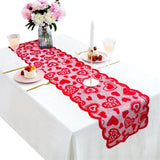 NNEOBA Elegant Valentine's Day Lace Table Runner Set - Red Poinsettia Design