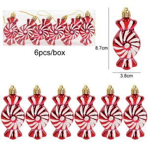 NNEOBA Sparkling 6-Piece Christmas Lollipop Candy Cane Pendant Ornaments Set