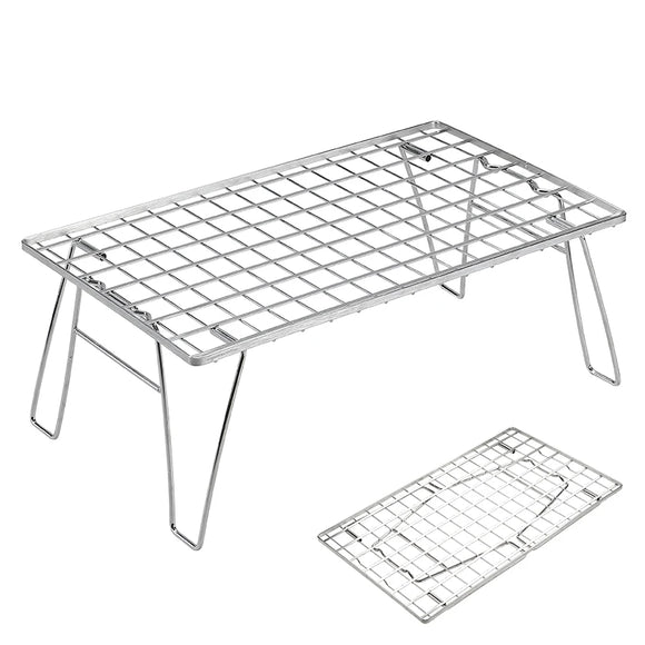 NNEOBA Heavy-Duty Camping BBQ Table Foldable Grill Silver
