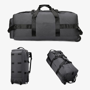 NNEOBA Roller Travel Duffel Bag with Fixed Casters Grey