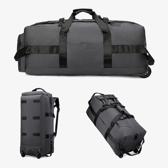 NNEOBA Roller Travel Duffel Bag with Fixed Casters Grey