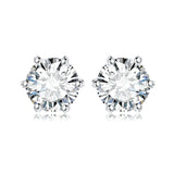 NNEOBA Earrings Stud Round 5A Zirconia Silver for Women (Silver)