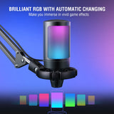 NNEOBA USB Gaming Microphone Kit RGB Cardioid Mic with Arm Stand