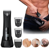 NNEOBA Mens Rechargeable Body Hair Trimmer with 2 Heads & LED Light Black