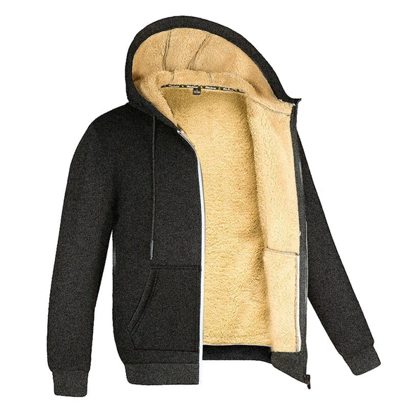 NNEOBA Winter Hooded Fleece Jacket Zipper Coat Unisex (Dark Grey)