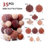 35PCS Flocked Velvet Christmas Ball Ornament Set