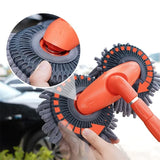 NNEOBA Rotating Car Wash Mop Brush–3-Section Telescopic Double Head Orange