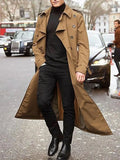 NNEOBA Men's Long Streetwear Trench Coat with Epaulets (Khaki)