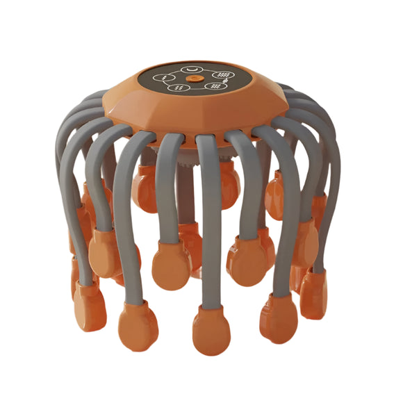 NNEOBA 20-Head Scalp Massager with Red Light Therapy Octopus Scratcher Orange