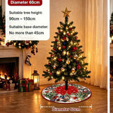 Christmas Tree Skirt Santa & Snowman Printed Polyester Tree Base Cover