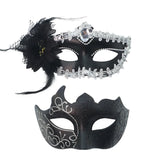 2Pcs Men Women Half Face Masks Couple Masks Sexy Painted Masquerade Mask Wedding Carnival Performance Costume Prom Party Supply