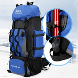 NNEOBA 90L Waterproof Camping Backpack with Cover Blue