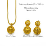 NNEOBA Gold Plated Bridal Jewelry Necklace Earrings Set