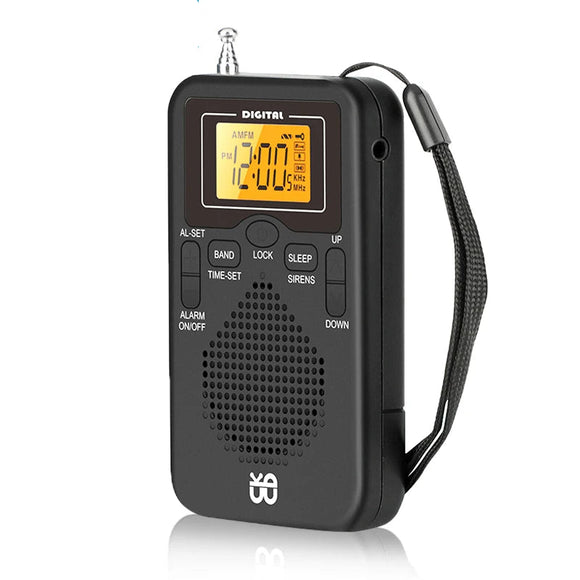 NNEOBA Mini Weather Pocket Radio Player Black