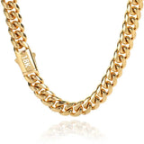 8mm Stainless Steel Cuban Link Chain Necklace – Waterproof Gold-Tone Jewelry for Men & Women