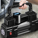 NNEOBA 12V 150PSI Heavy-Duty Dual Cylinder Air Compressor Digital Tire Inflator Black