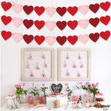 NNEOBA Festive Love - 3pcs Pre-Assembled Felt Heart Garland Banner for Valentine's Day Deco