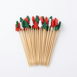 Christmas Tree Designs Bamboo Fruit Sticks 50Pcs