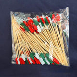 Christmas Tree Designs Bamboo Fruit Sticks 50Pcs