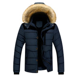 NNEOBA Men's Thick Hooded Winter Parka Jacket Coat (Dark Blue)