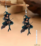 2D Acrylic Halloween Witch Earrings