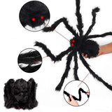 200cm  weighs only 0.100 kg Extra Large Plush Black Spider Outdoor Home Bar Party Haunted House Horror Props Halloween Decoration