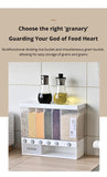 NNEOBA 1pc Wall-Mounted Multi-Grid Food Dispenser - Large Capacity Rice Bucket