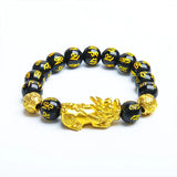24K Gold-Tone Pixiu Bracelet – Lucky Wealth Beaded Bracelet for Men & Couples