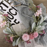 NNEOBA Charming Pink Floral Valentine's Wreath | Home Décor | 16" Artificial Door Decoration