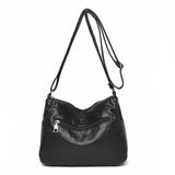 NNEOBA Women's Multi-Layer Leather Shoulder Crossbody Bag (Black)