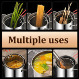 NNEOBA 3PCS Deep Fryer Pot Set 304 Stainless Steel Fry Silver
